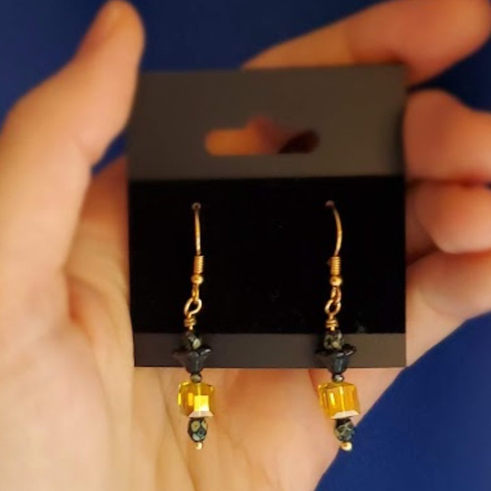 Old-World Glory Inspired Earrings. Handmade. Gold-Plated Hooks.